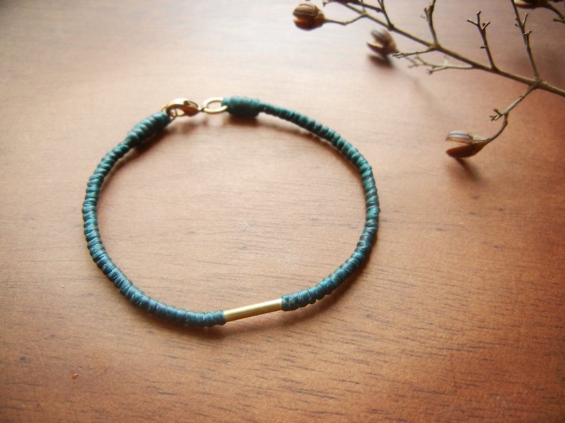 *coucoubird*silk wax line braided bracelet - peacock blue - Bracelets - Other Materials Blue