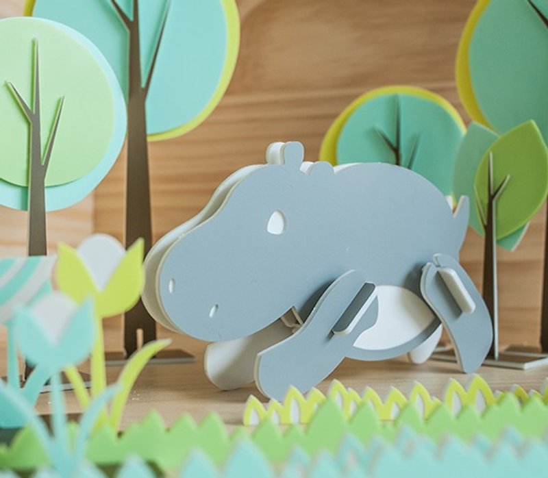 【Puzzle Puzzle】Cute Animal Series // Fat Hippo - ของเล่นเด็ก - อะคริลิค สีเทา