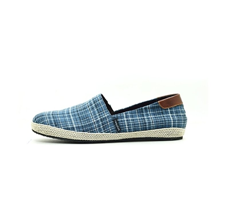 【Dogyball】 JB5 Lite Slip-On Loafers - Denim - รองเท้าอ็อกฟอร์ดผู้ชาย - ผ้าฝ้าย/ผ้าลินิน สีน้ำเงิน