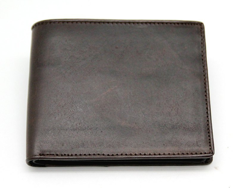 Classic men's two-fold wallet (umber / attached Zipper concealed) / short clip - กระเป๋าสตางค์ - หนังแท้ 