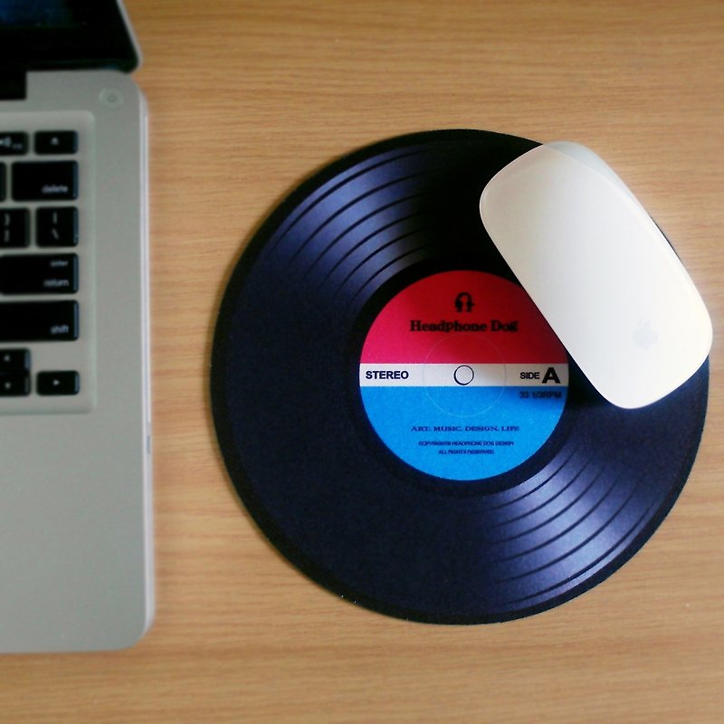 DJ黑膠唱片造型 薄型滑鼠墊 交換禮物 聖誕節 生日 - 滑鼠墊 - 塑膠 黑色