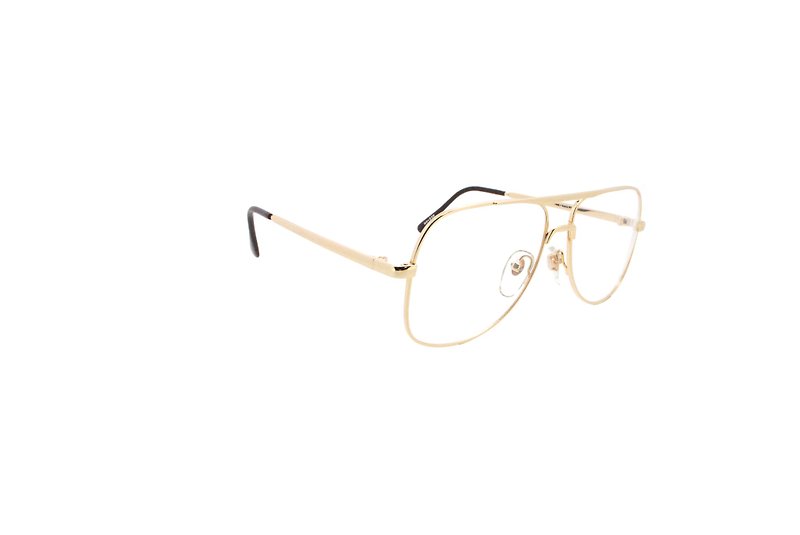 You can purchase flat/power lenses Saxon HO-220 GP/L 90's Hong Kong-made antique glasses - Glasses & Frames - Other Metals Gold