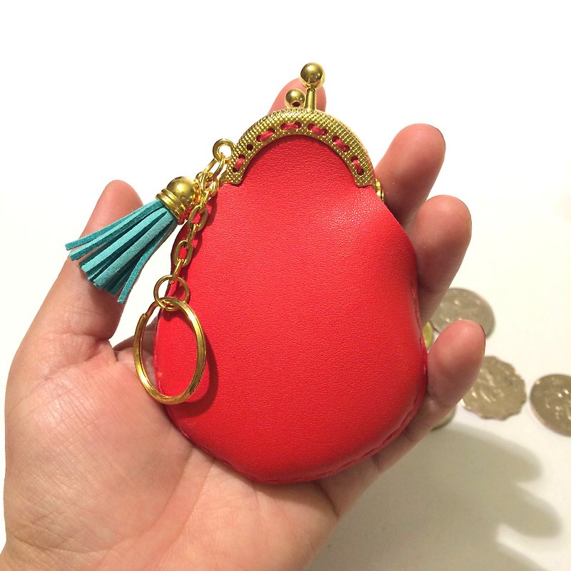Zemoneni Leather purse all purpose for coin in red color - กระเป๋าใส่เหรียญ - หนังแท้ หลากหลายสี