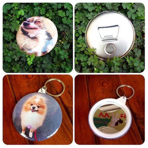 VV Pet 客製化寵物紀念品 客製化開瓶器磁鐵、鏡子鑰匙圈-一組6個任選
