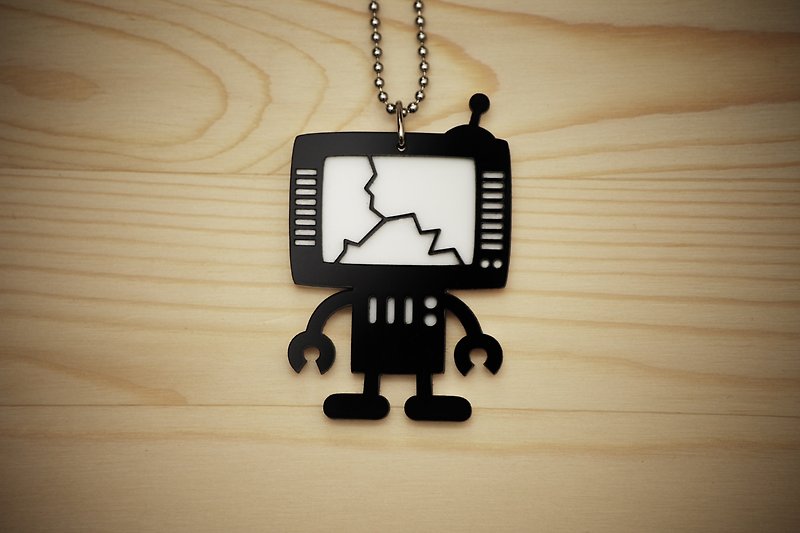 【Peej】‘Couch Potato’ Double layered Acrylic key chains/necklaces - Necklaces - Acrylic Black