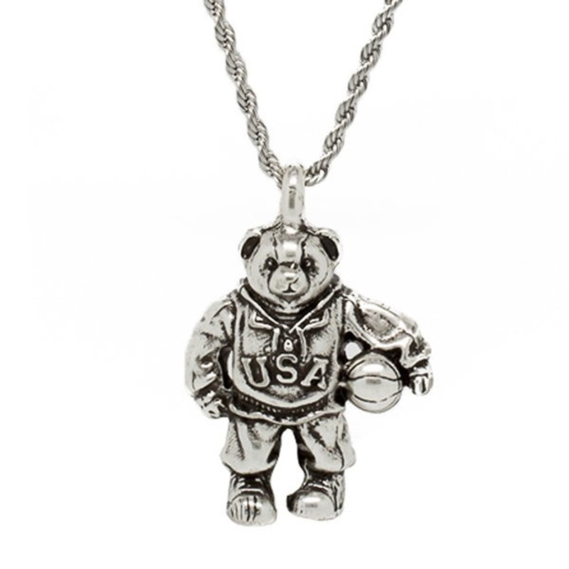美國舊金山品牌 "MISTER" Mr. Teddy 銀項鍊 - 項鍊 - 其他金屬 黑色