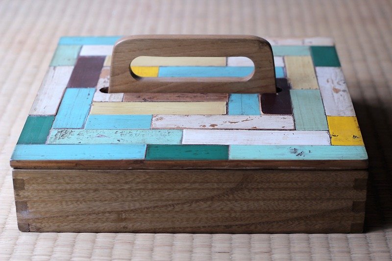 Collage wooden box▥ Large / A - Storage - Wood Blue