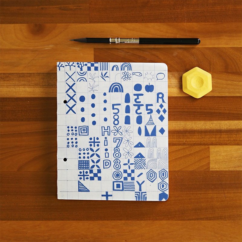 Mushroom Mogu notebook / in painting / plaid - Notebooks & Journals - Paper Multicolor