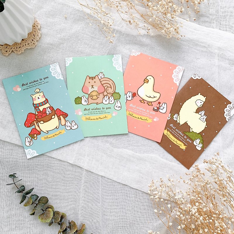 Mori Shu Multipurpose Card Set - Animal Party with Mochi Rabbit - การ์ด/โปสการ์ด - กระดาษ หลากหลายสี