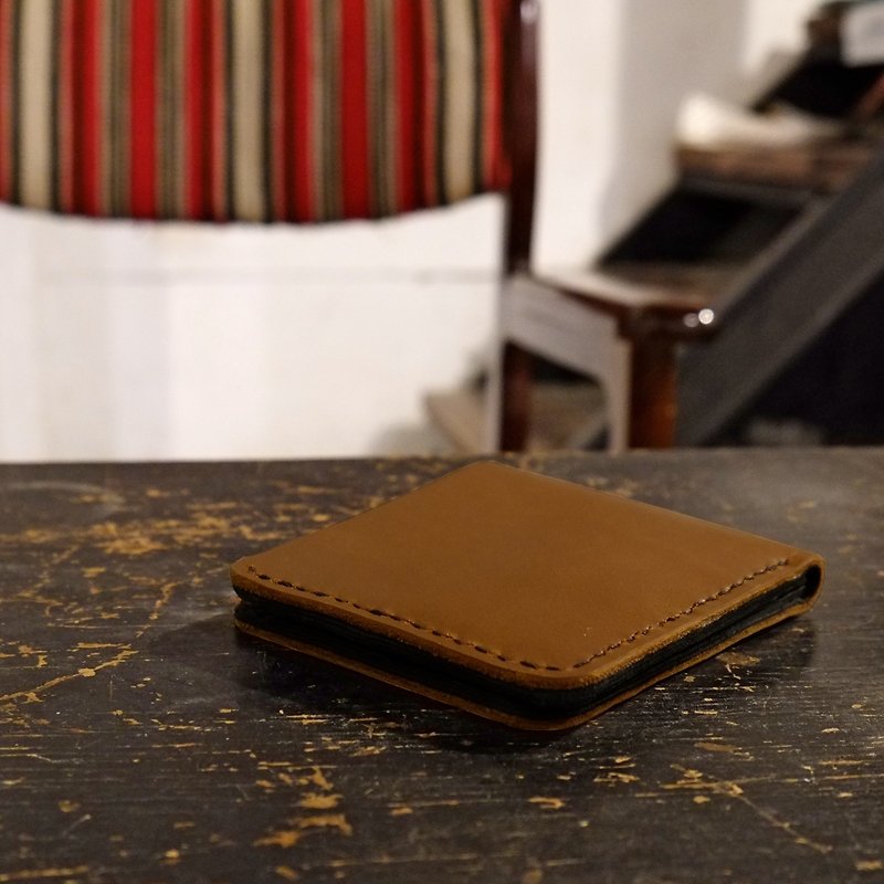 Solo Mocha Chino-Italian Vegetable Tanned Leather Short Clip - Wallets - Genuine Leather Khaki