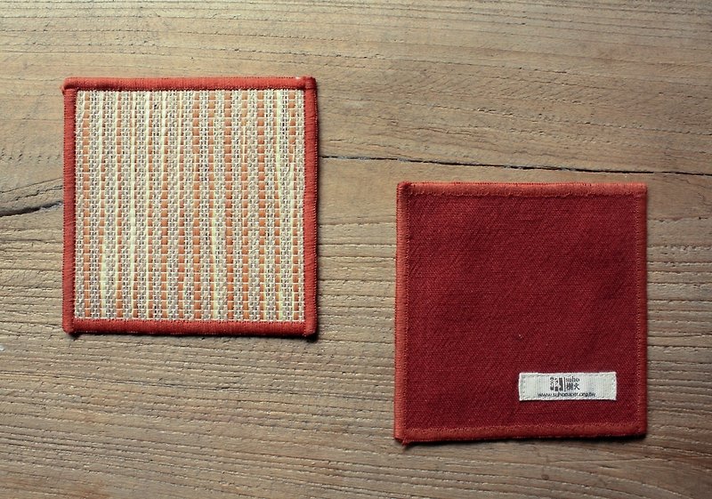 Natural fiber coaster - linen / orange (two in) - Coasters - Paper Red