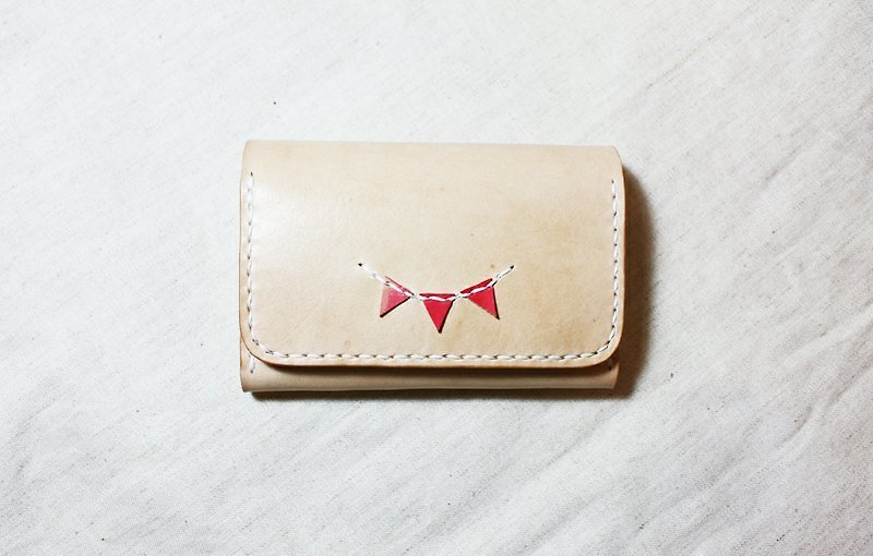 名片/卡片夾-漸層紅色三角旗款 - 卡片套/卡片盒 - 真皮 咖啡色