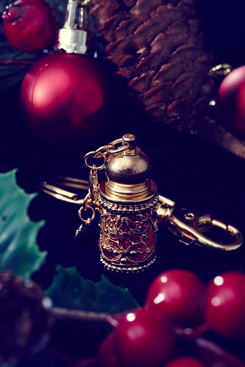 Neve Jewelry 金絲勾勒香水瓶鑰匙圈 - 鑰匙圈/鎖匙扣 - 其他金屬 紅色