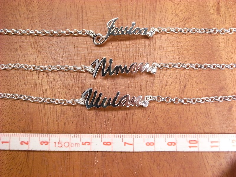 "Ermao Silver" English letters made silver bracelets (plus drilling section) - Bracelets - Other Metals 