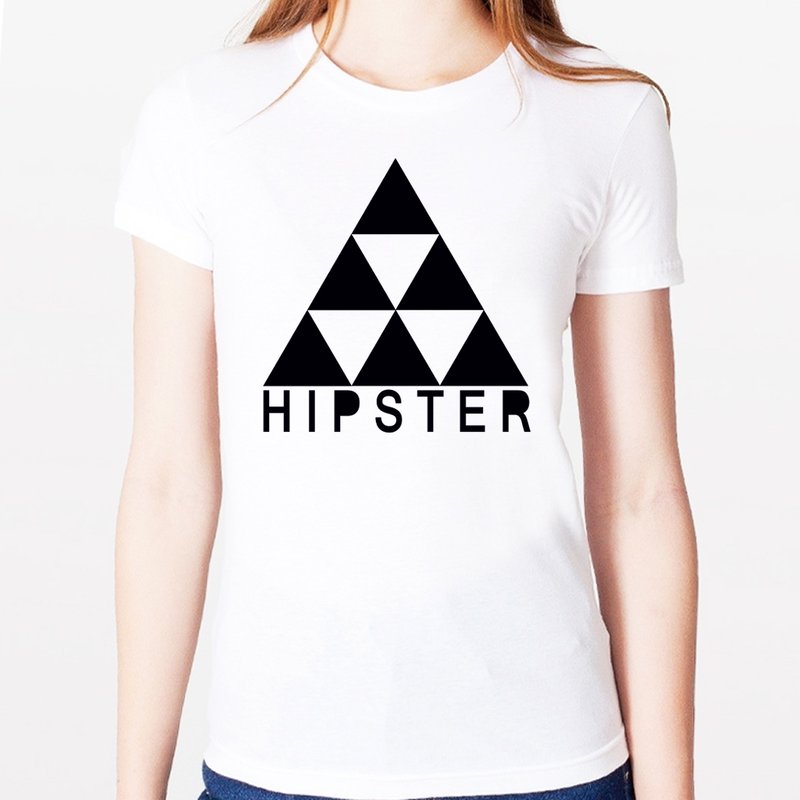 Triangle Hipster Girl T-shirt -2 color triangle geometric design affordable fashion Wen Qing - เสื้อยืดผู้หญิง - วัสดุอื่นๆ หลากหลายสี