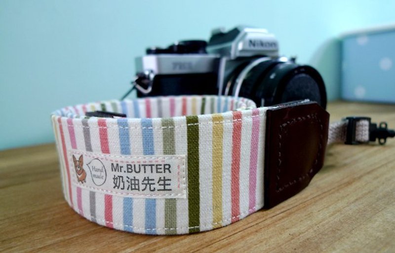 相機背帶。彩虹條紋 純棉手製 - 相機背帶 - 其他材質 多色