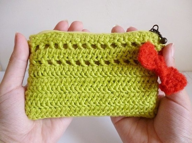 * Flower rabbit * ˙ ˙ Green Apple Juice woven purse - กระเป๋าใส่เหรียญ - วัสดุอื่นๆ สีเขียว