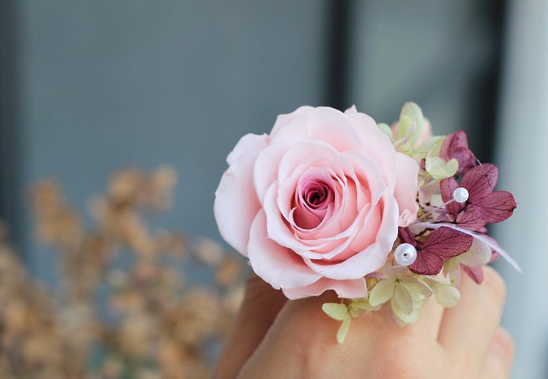 Amaranth Flower Ring [series] section rose / pink / purple and green flowers - แหวนทั่วไป - พืช/ดอกไม้ สึชมพู