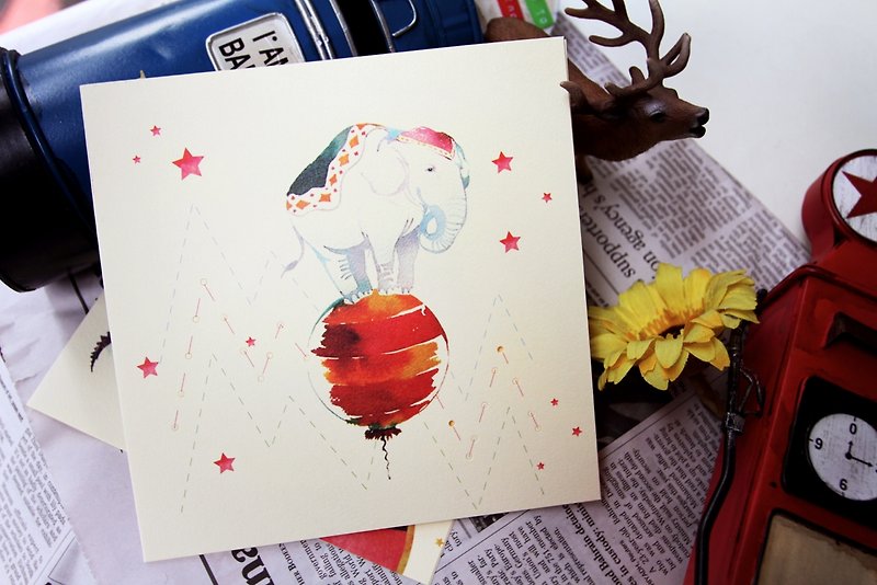Elephant Balloon Card---The beauty comes from the art Minervac integrated into life - การ์ด/โปสการ์ด - กระดาษ หลากหลายสี