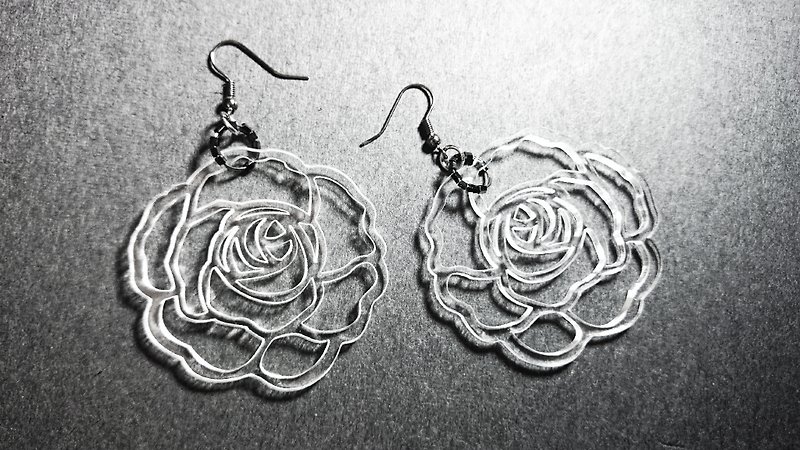 Silhouette series of transparent rose earrings Pair - Earrings & Clip-ons - Other Materials White