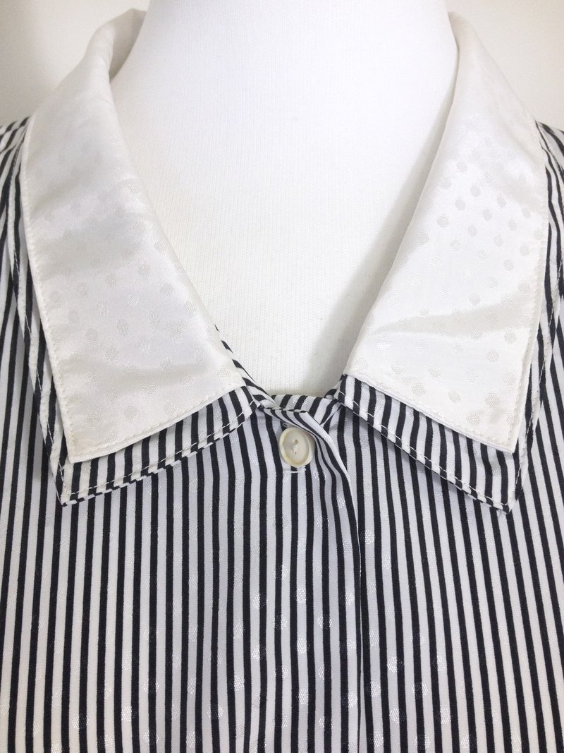 ピンポンヴィンテージ [ ヴィンテージシャツ / ダブルカラー ドット×モノクロチェック ヴィンテージシャツ ] 海外買い付け 厳選VINTAGE - シャツ・ブラウス - その他の素材 ホワイト