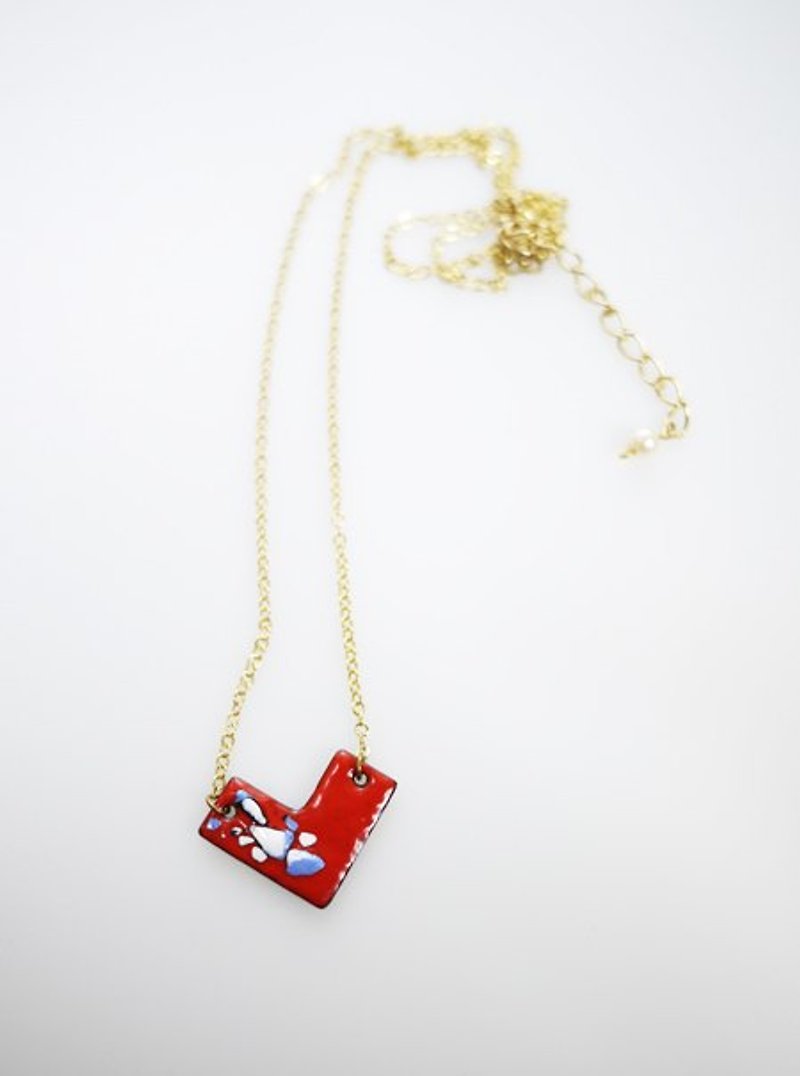 Simple Love Enameling Necklace 簡單愛造型琺瑯項鍊(紅/紫) - 項鍊 - 其他金屬 紅色