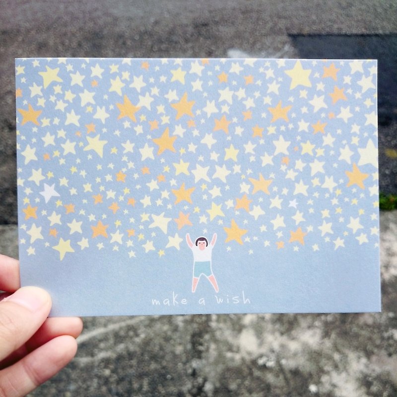 Postcard-Make a Wish-blue - การ์ด/โปสการ์ด - กระดาษ สีน้ำเงิน