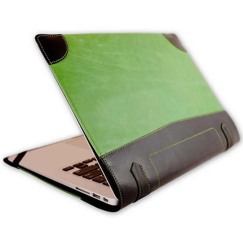 alto MacBook Air 13 "leather holster case computer bag La Giacca green - Laptop Bags - Genuine Leather Green