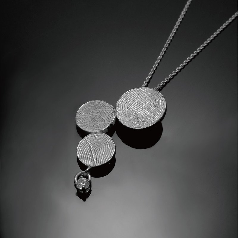 Fingerprint Imprint Series/Fingerprint Close Family Pendant Round Model/925 Silver/Customized - Necklaces - Other Metals Silver