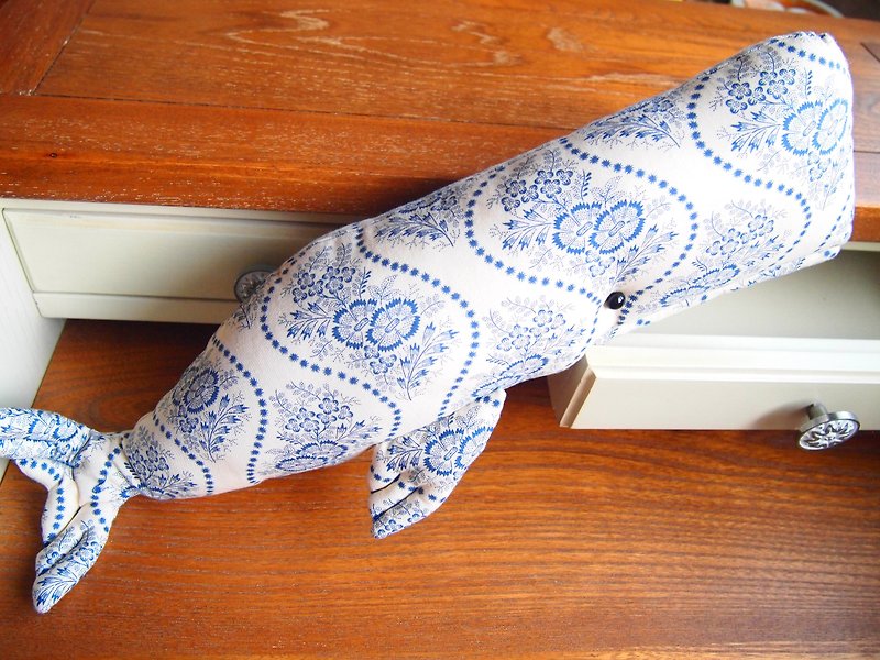 Pattern Little Blue Whale-Little Blue Whale No. 2 - ตุ๊กตา - ผ้าฝ้าย/ผ้าลินิน สีน้ำเงิน