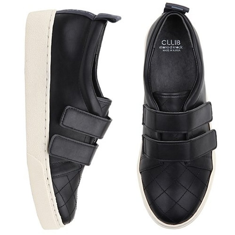 【Casual style】SPUR-CLLIB  Reant_Quilting velcro slipons HF4201 BLACK - รองเท้าลำลองผู้หญิง - หนังเทียม สีดำ