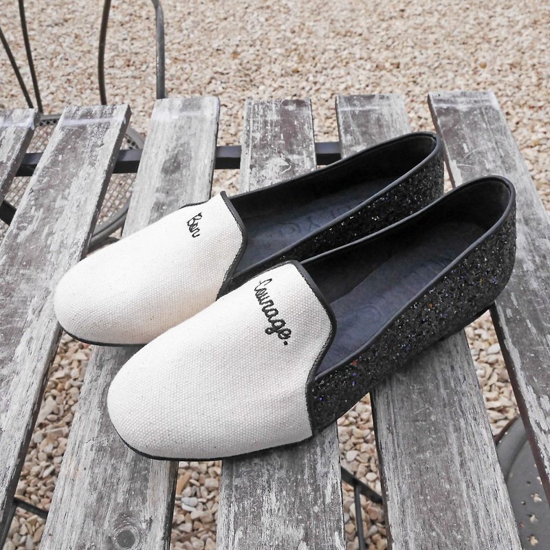 [M。靴。もう一歩踏み出しなさい。 】フランスのファッションステッチローファー - シャイニングブルーブラック（22.5） - オックスフォード靴 - 革 ブラック