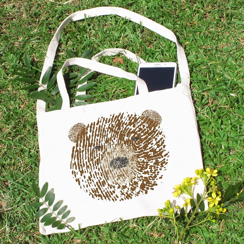 Fingerprint series - Bear Horizontal canvas bag - Clutch Bags - Cotton & Hemp 
