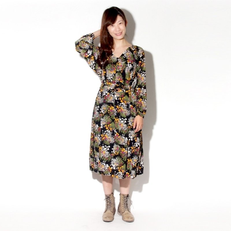 │moderato│ personality psychedelic vintage floral retro dress │ forest. Girlfriend and unique. Art - One Piece Dresses - Other Materials Multicolor