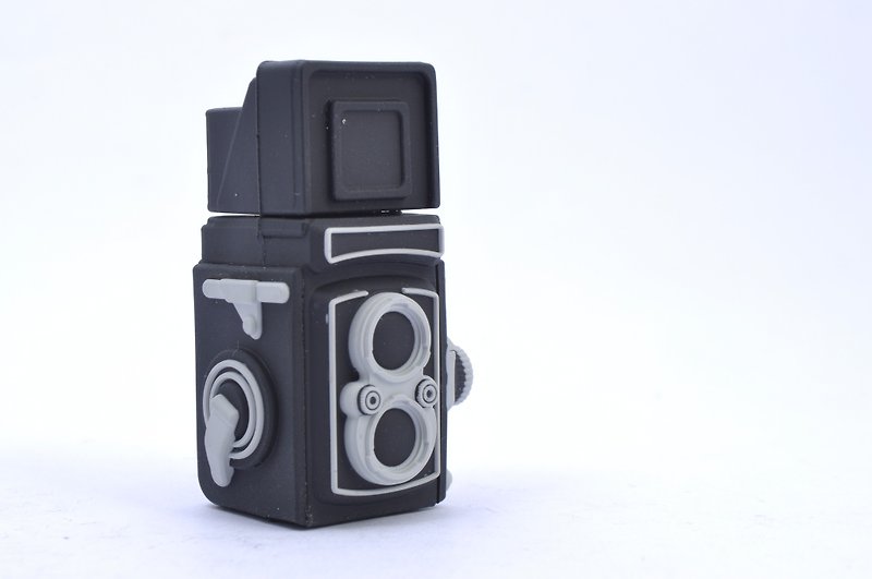 1960雙鏡頭復古相機 造型隨身碟 16GB - USB 手指 - 橡膠 黑色