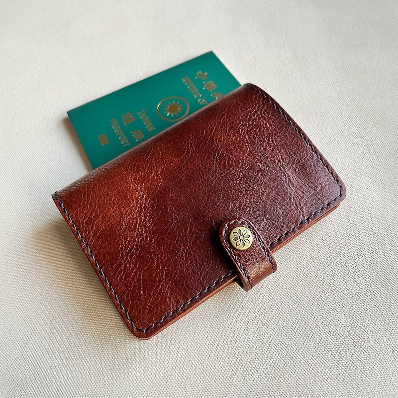 Bambini 皮革護照夾/護照套 -焦糖色 - 護照夾/護照套 - 真皮 咖啡色
