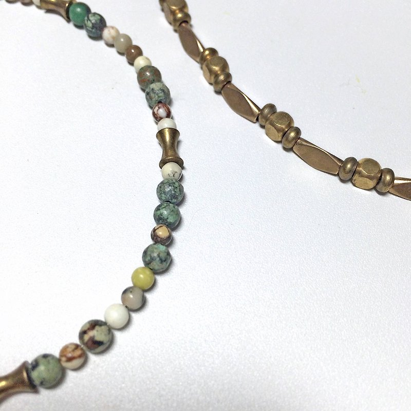 Natural turquoise and Bronze bracelet - Bracelets - Other Materials Green