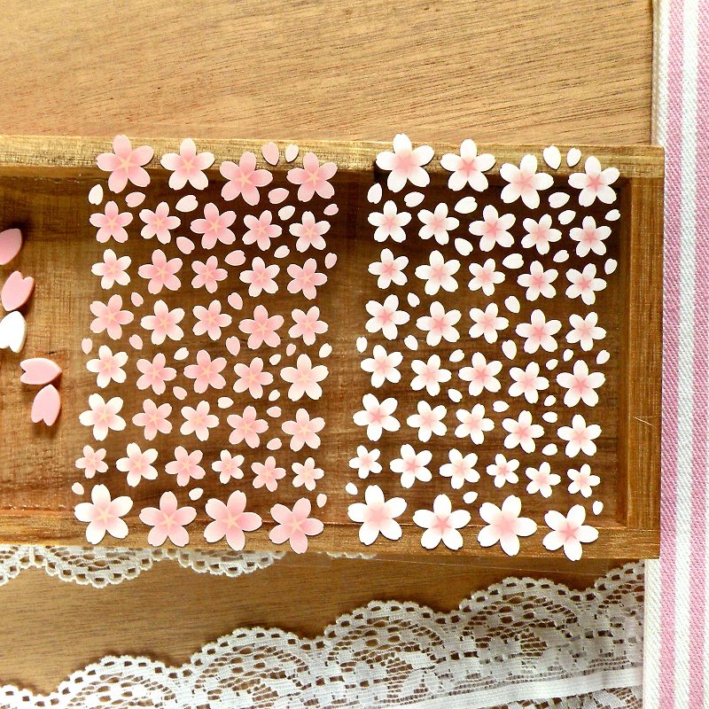 Sakura Stickers (2 Pieces Set) - สติกเกอร์ - วัสดุกันนำ้ สึชมพู