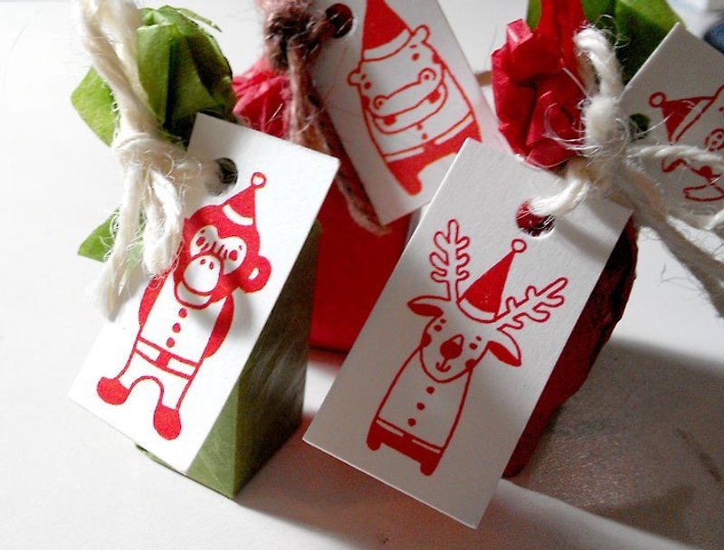 Sewing balls - Christmas stamp animals (including packaging such as pictures) - Other - Wood Red