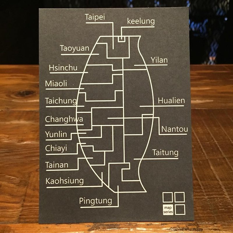 Cater- Taiwan 台灣 Map Series明信片 - 心意卡/卡片 - 紙 黑色