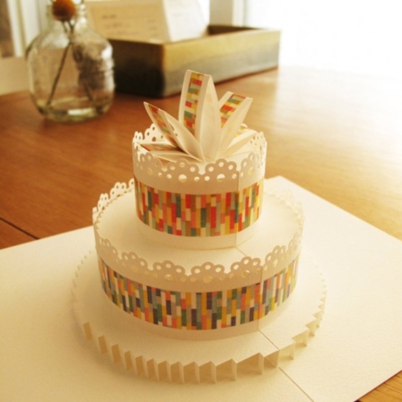 Three-dimensional paper sculpture cake card-color sequence - การ์ด/โปสการ์ด - กระดาษ หลากหลายสี