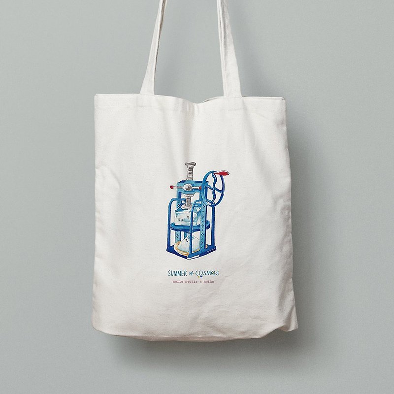Cosmic ice series│ice ice machine canvas tote bag - Messenger Bags & Sling Bags - Other Materials White