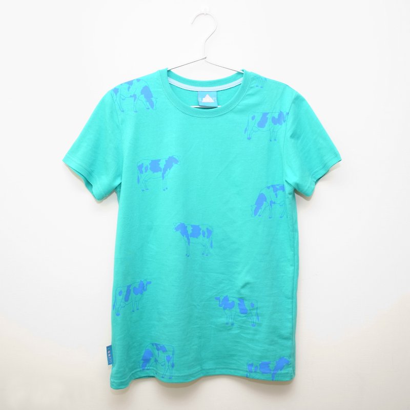 Fangniuchicao / normal T-shirt - เสื้อยืดผู้หญิง - ผ้าฝ้าย/ผ้าลินิน สีน้ำเงิน