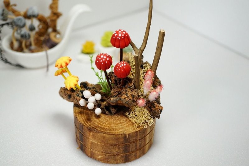 可愛療癒系繽紛菇菇擺飾 - 擺飾/家飾品 - 黏土 多色
