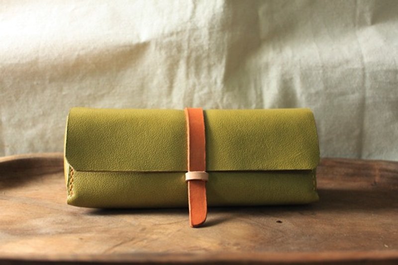 Custom mustard green pure leather S20 mobile phone case-can be engraved - กรอบแว่นตา - หนังแท้ สีเขียว