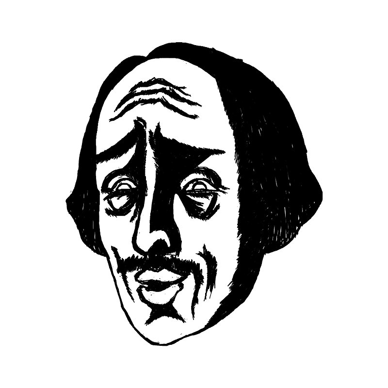 【冷冷陰笑的莎士比亞先生】方型木頭橡皮印章 - 印章/印台 - 木頭 黑色