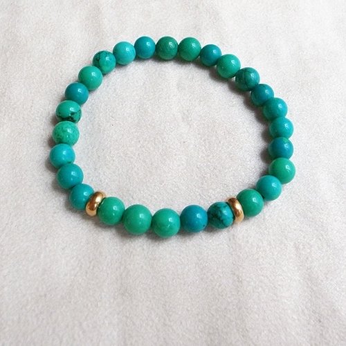 柒夕手作 Tanabata Handmade Design ☽柒夕手作☽【07275】綠松石搭配黃銅擋珠手環