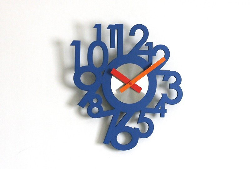 Big Number Wooden Wall Clock - นาฬิกา - ไม้ สีน้ำเงิน