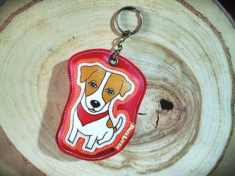 Porter dog locking collar - Jack Russell dog (spot) - พวงกุญแจ - หนังแท้ 