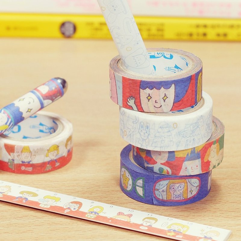 full set of 5 / masking tape - Washi Tape - Paper Multicolor